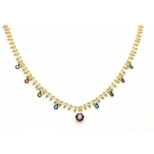 Clara Beau Multi Color Beaded Swarovski Crystal 14k Gold Plated Necklace NEW